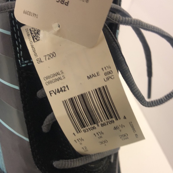 Adidas NWT/WOB Mens Size 12 Sl 7200 LaceUp Sneakers Shoes Casual Black Gray teal - Picture 3 of 8